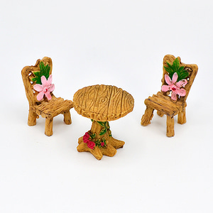 장식통나무원탁+의자2