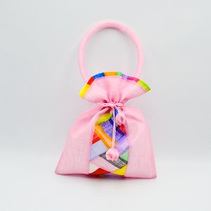 조각보 복주머니 가방 (핑크)