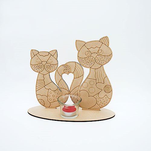 고양이 하트 촛잔 (촛잔+초 포함)