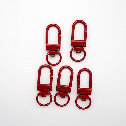 컬러 D자형 디링 키링 열쇠고리 빨강 (10개입)