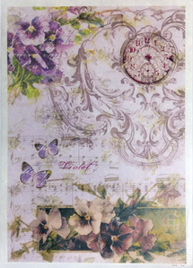 1552 수제냅킨 보라 바이올렛 꽃 시계 (33 x 44cm, 1장)