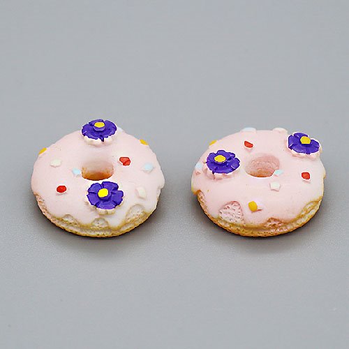미니어쳐 도넛 2.5cm (5개) 핑크+보라꽃