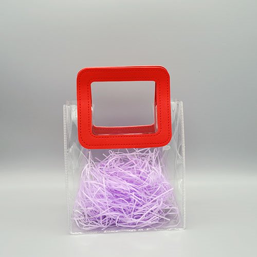 pvc 비닐 손가방 사각-손잡이:빨강