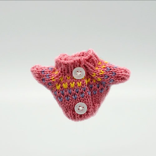 모루인형 장식 단추 스웨터 핑크 (5개)
